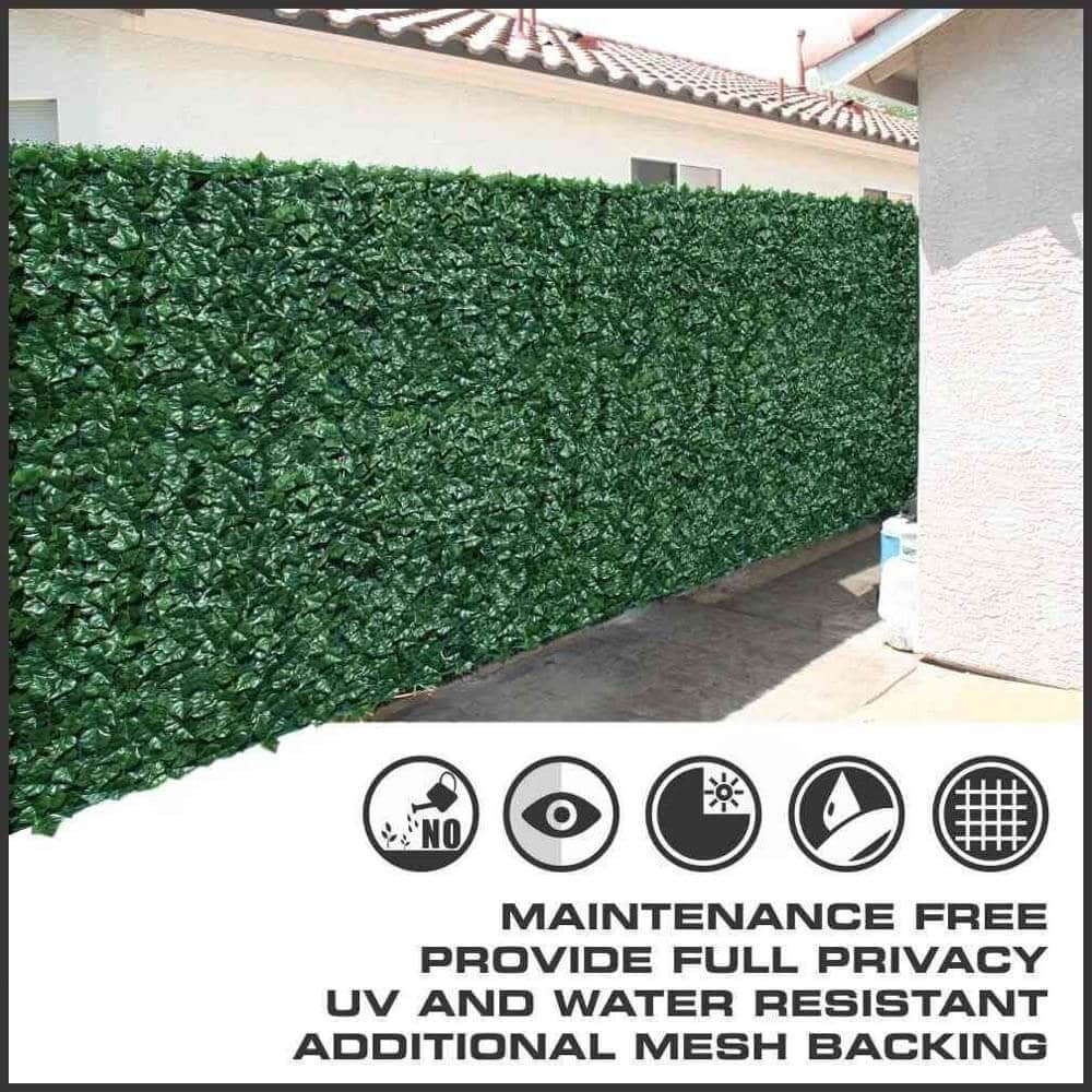 Artificial Ivy Leaf Hedging & Privacy Screen (Shade Cloth Backing Fake Ivy) 3m X 1m Roll - Image 5