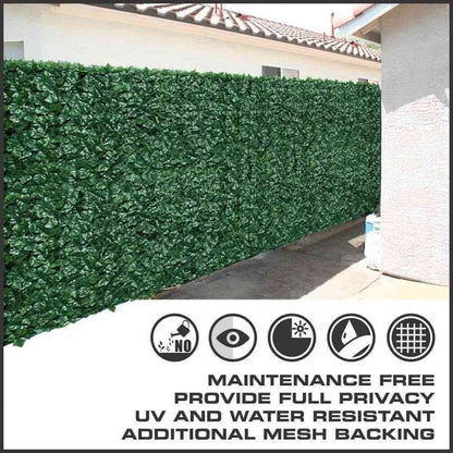 Artificial Ivy Leaf Hedging & Privacy Screen (Shade Cloth Backing Fake Ivy) 3m X 1m Roll - Image 5