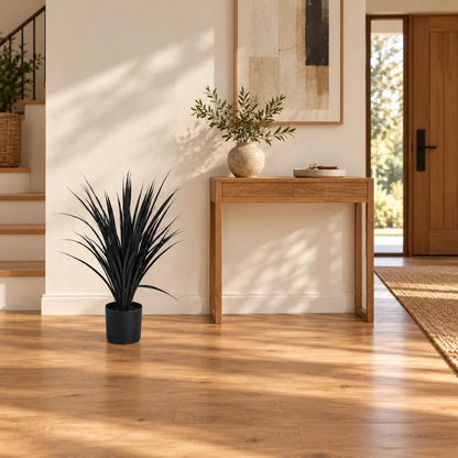 Premium Black Potted Artificial Long Grass (Yucca Grass) 75cm UV Resistant