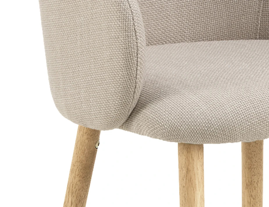 Henley Dining Chair - Timber Legs - Fawn Beige Fabric