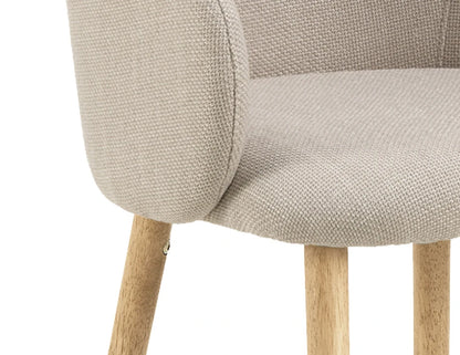 Henley Dining Chair - Timber Legs - Fawn Beige Fabric