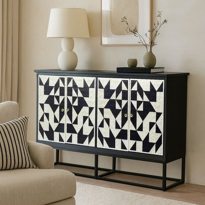 Eloise Black and White Mother of Pearl Sideboard 142cm