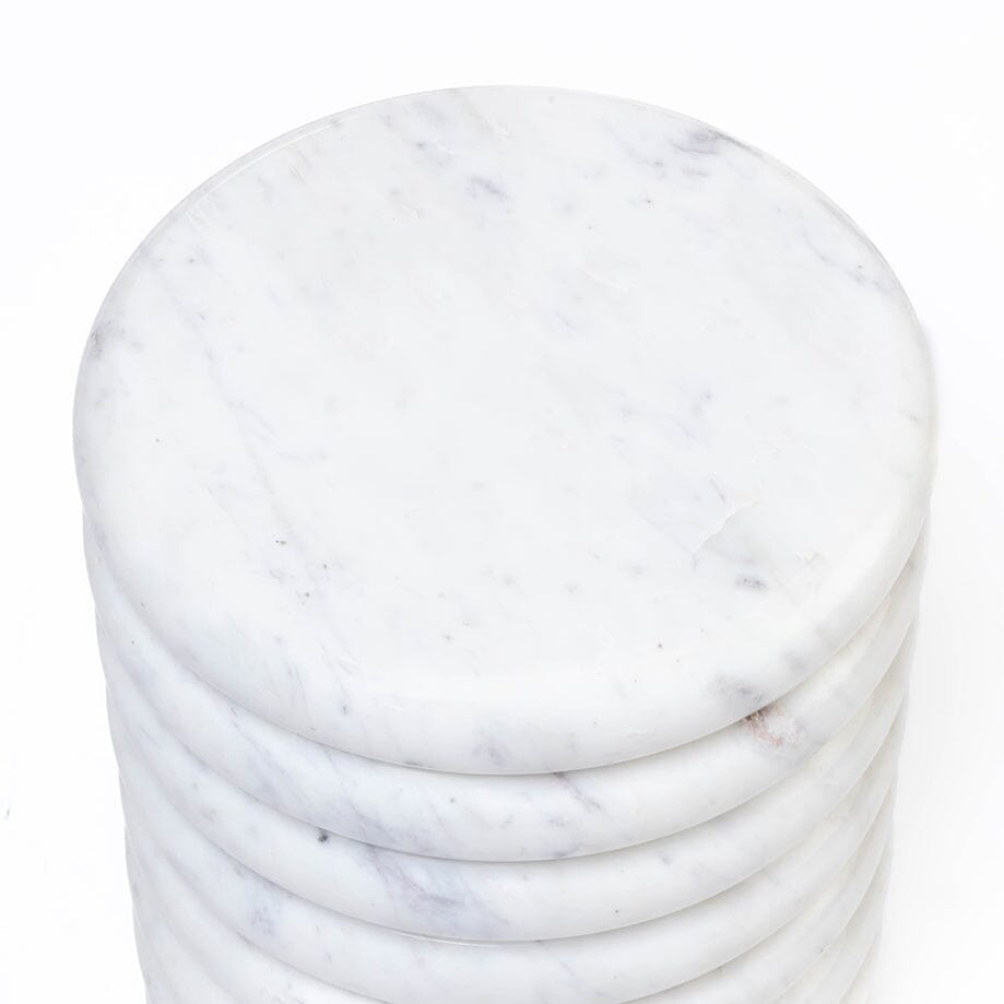 Elysia White Solid Marble Pedestal Side Table 45cm