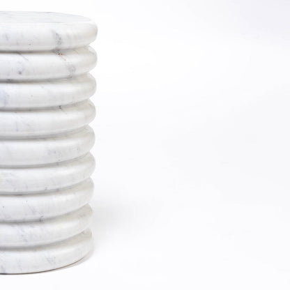Elysia White Solid Marble Pedestal Side Table 45cm