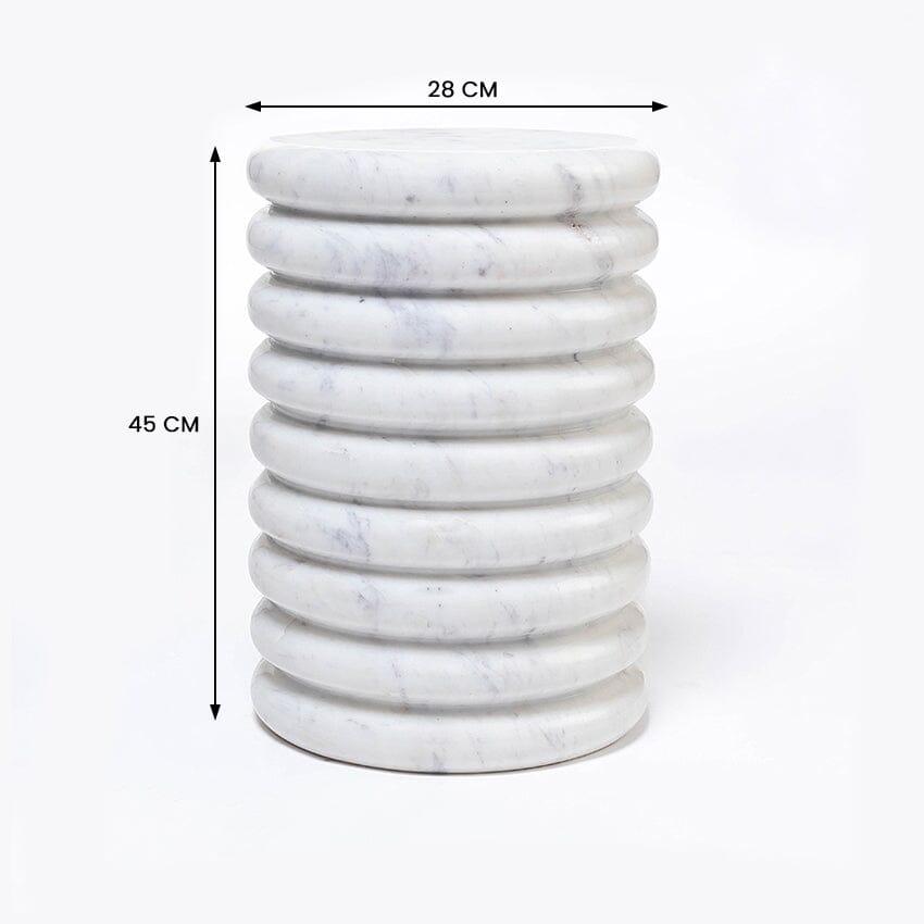 Elysia White Solid Marble Pedestal Side Table 45cm