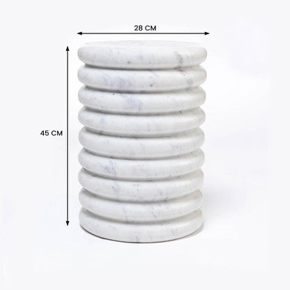 Elysia White Solid Marble Pedestal Side Table 45cm