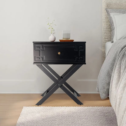 Minya (Pattern) Bedside Table Black 58cm - Image 3