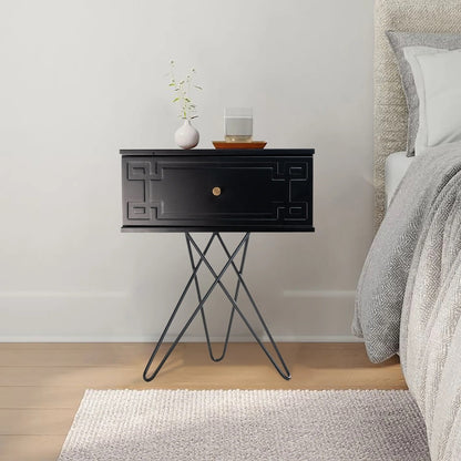 Susie (Pattern) Bedside Table Black 61cm - Image 2