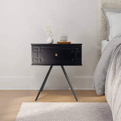 Alexa (Pattern) Bedside Table Black 57cm - Image 3