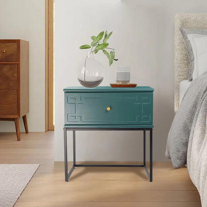 Morena (Pattern) Bedside Table Imperial Green 50cm - Image 4