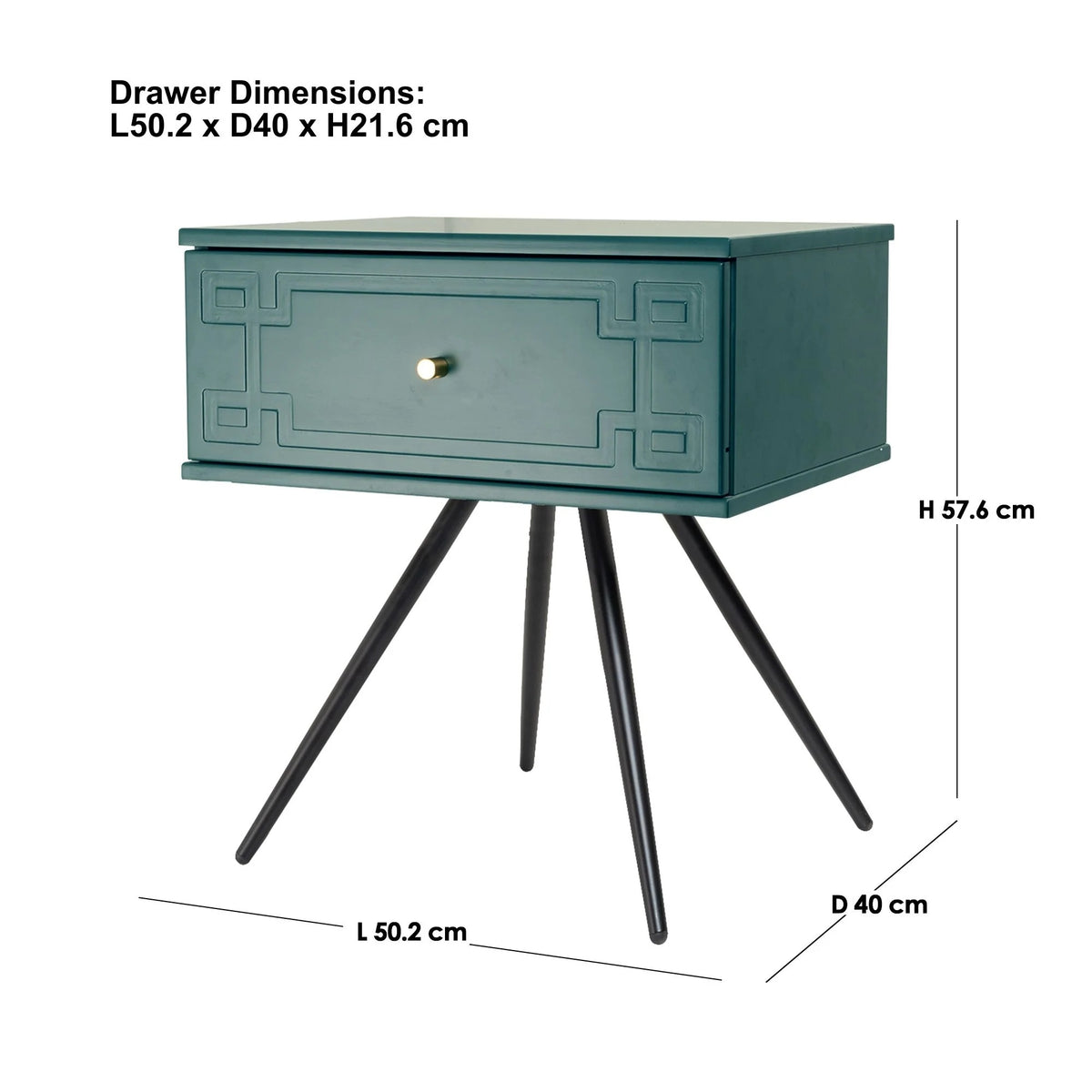 Alexa (Pattern) Bedside Table Imperial Green 57cm - Image 2