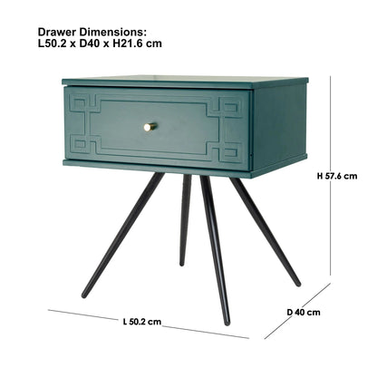 Alexa (Pattern) Bedside Table Imperial Green 57cm - Image 2