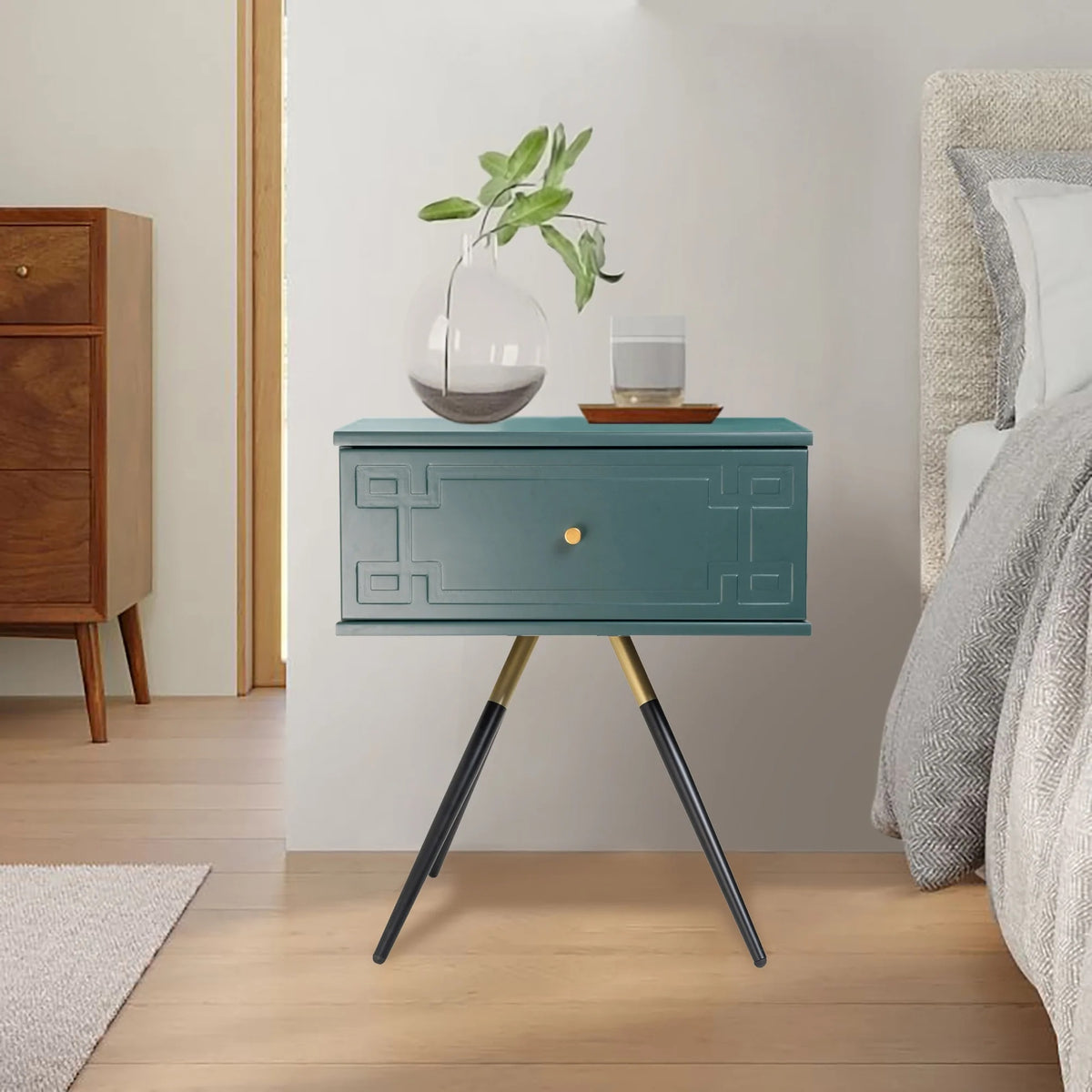 Athena (Pattern) Bedside Table Imperial Green 57cm - Image 4