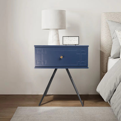Alexa (Pattern) Bedside Table Navy Blue 57cm - Image 4