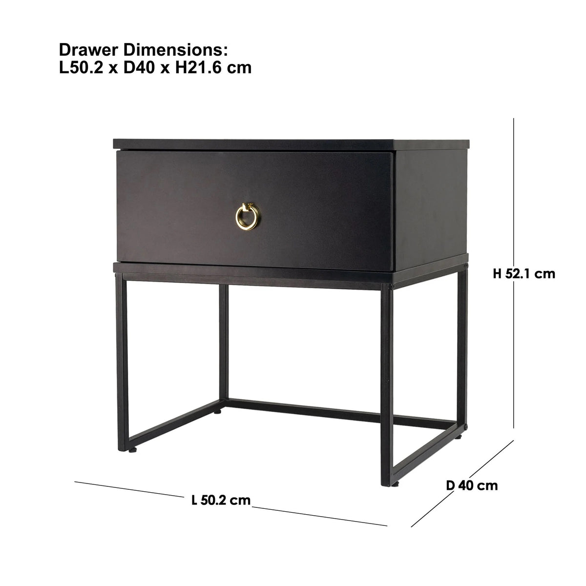 Morena (Combo) Bedside Table Black 50cm - Image 3