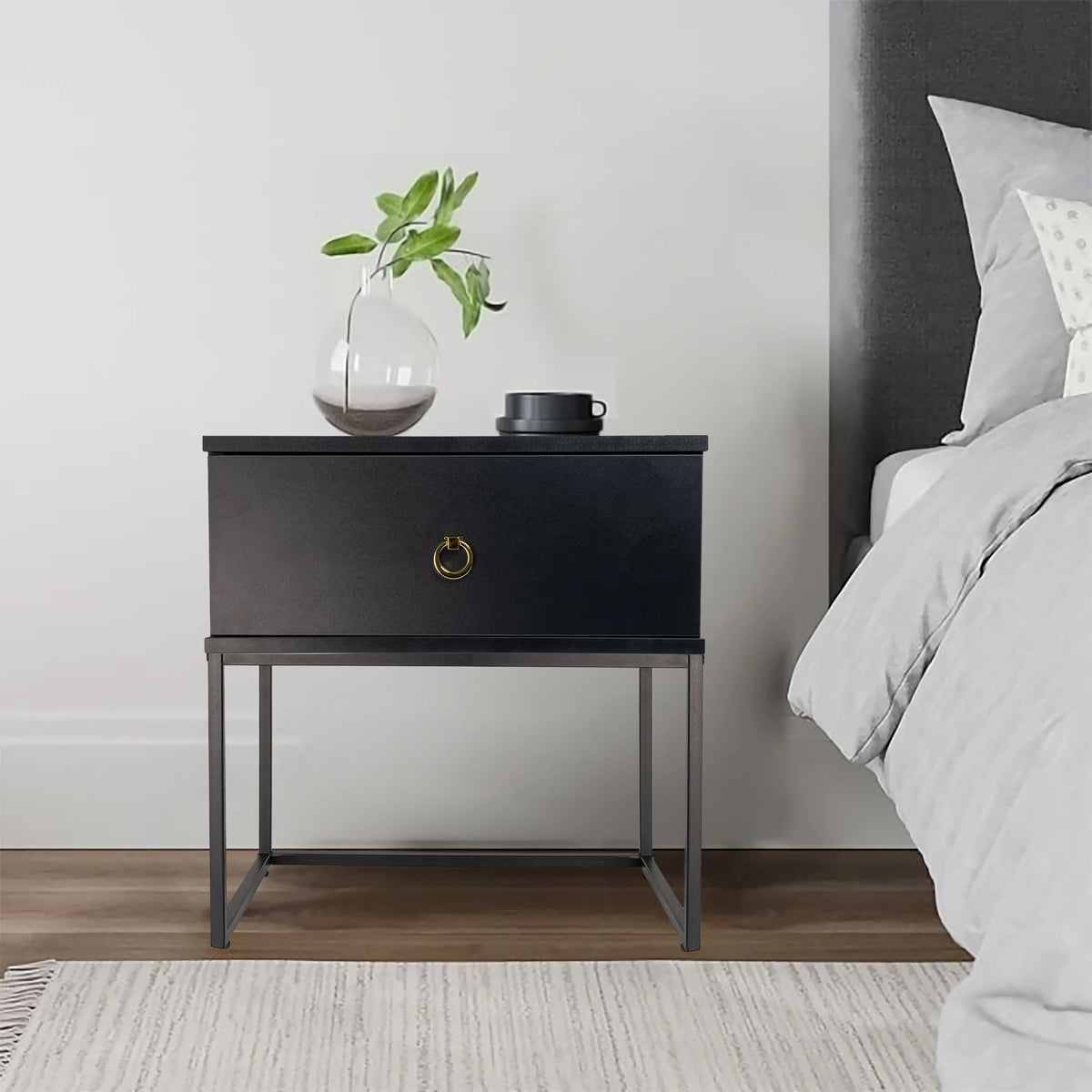Morena (Combo) Bedside Table Black 50cm - Image 2