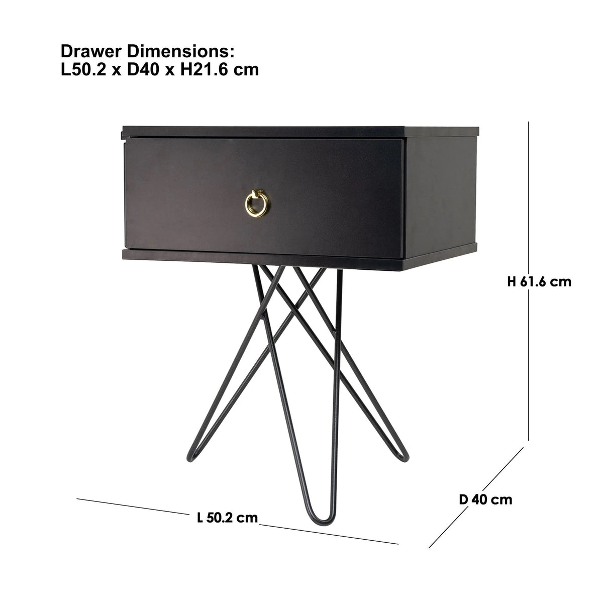 Susie (Combo) Bedside Table Black 61cm - Image 3