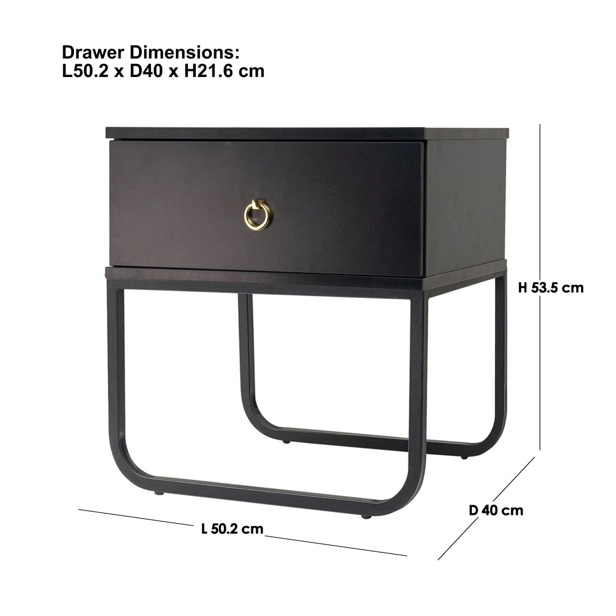 Mitra (Combo) Bedside Table Black 53cm - Image 2