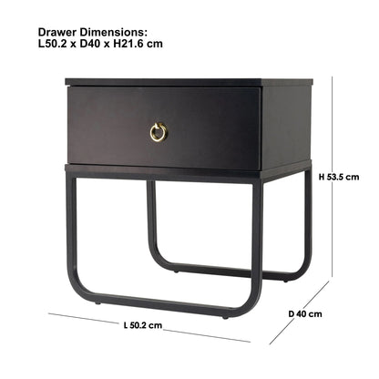 Mitra (Combo) Bedside Table Black 53cm - Image 2