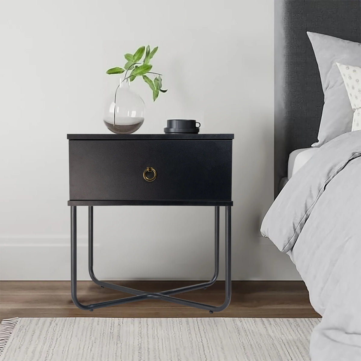 Marcus (Combo) Bedside Table Black 57cm - Image 3