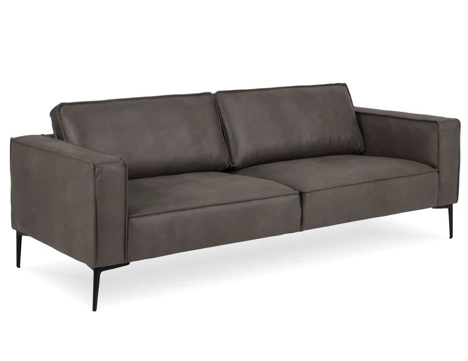 Enzo 3 Seat Sofa - Ash Grey Leather Mix