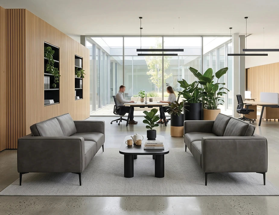 Enzo 3 Seat Sofa - Ash Grey Leather Mix