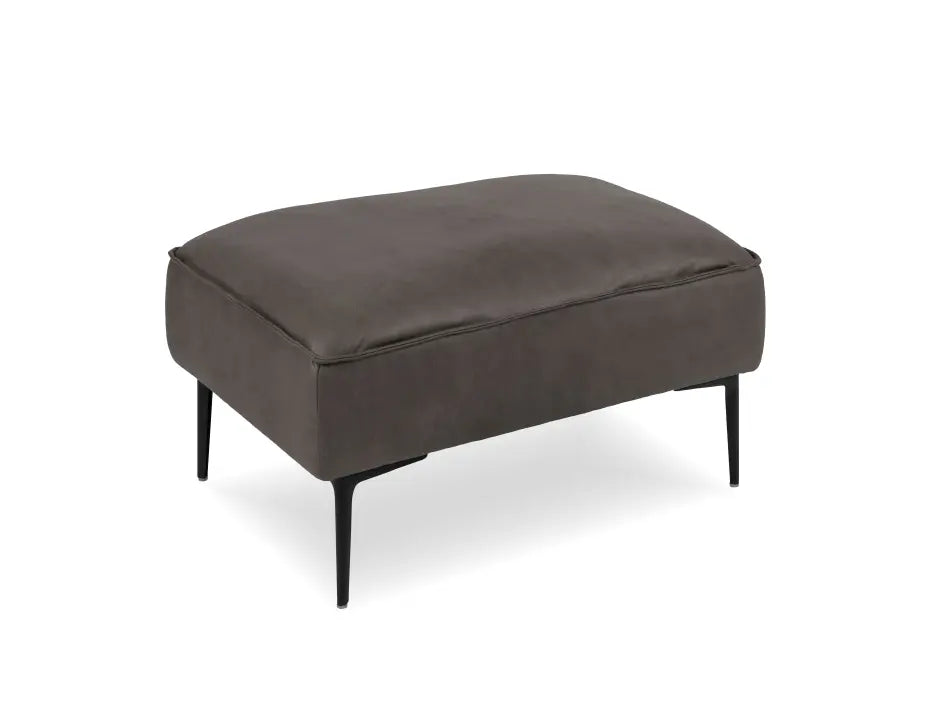 Enzo Ottoman - Ash Grey Leather Mix