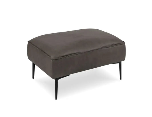 Enzo Ottoman - Ash Grey Leather Mix