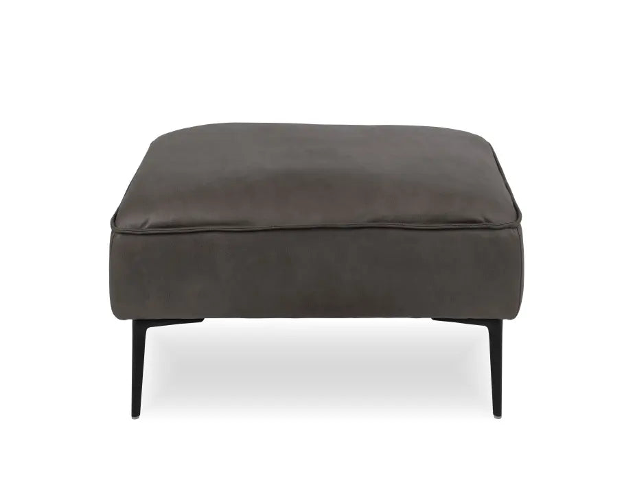 Enzo Ottoman - Ash Grey Leather Mix