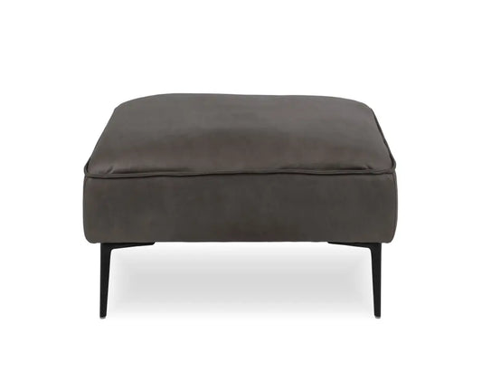 Enzo Ottoman - Ash Grey Leather Mix