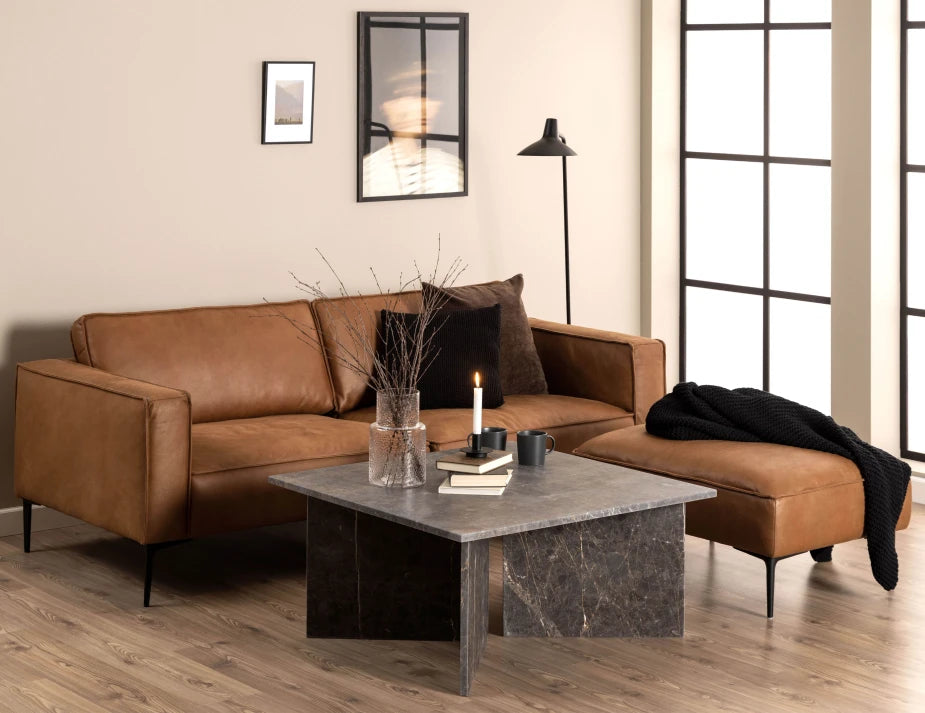 Enzo Ottoman - Colorado Tan Leather Mix