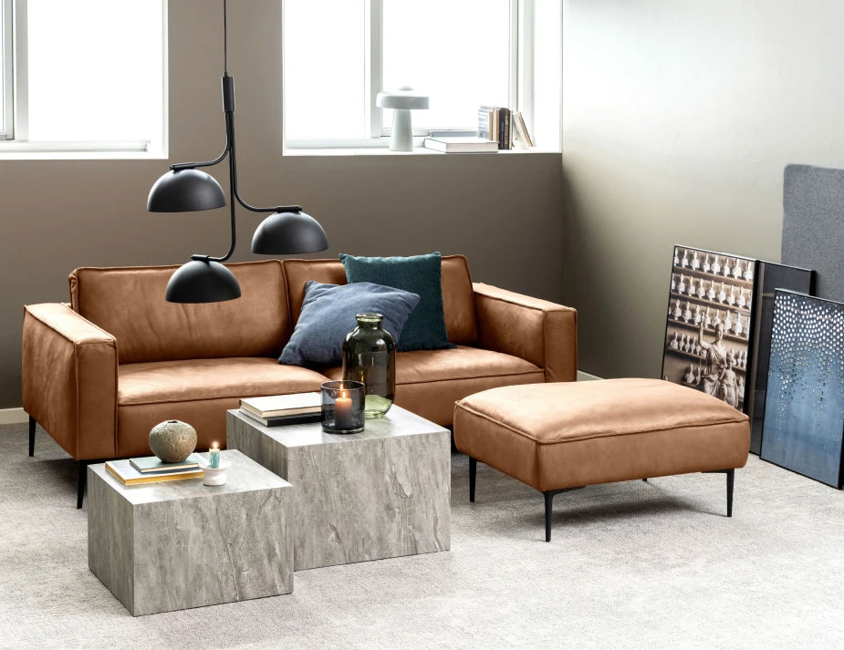 Enzo Ottoman - Colorado Tan Leather Mix