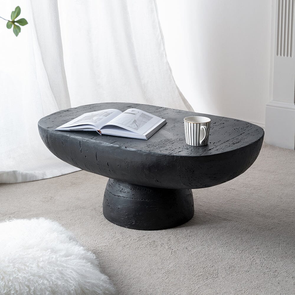Ezra Black Cement Coffee Table 92cm