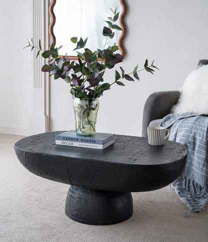 Ezra Black Cement Coffee Table 92cm