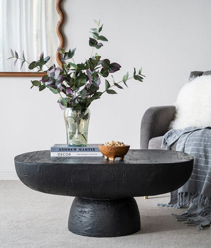 Ezra Black Cement Coffee Table 92cm