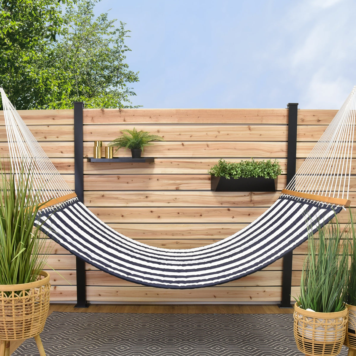 Vivere Sunbrella Quilted Spreader Bar Hammock (Double) - Harbor