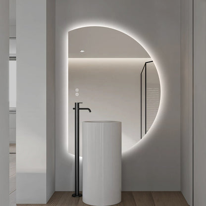Left Cut Moon LED Mirror 77cm x 110cm Frameless Backlit Wall Mirror