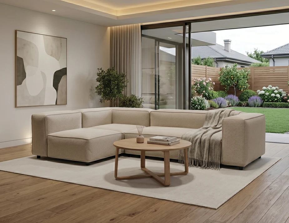 Nolia Modular Sofa - 3 Seater with Return - Beige