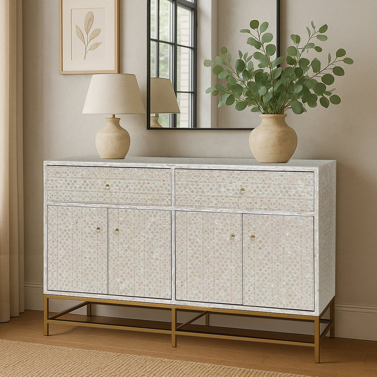 Felicity Cream Mother of Pearl Sideboard 139cm