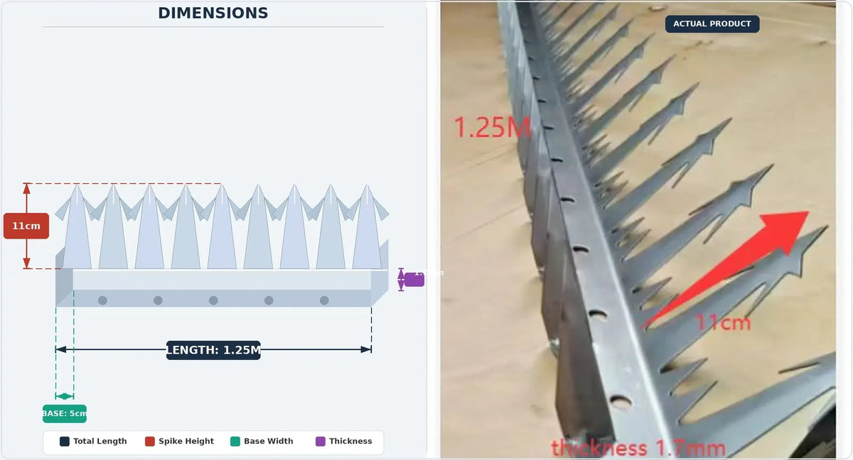 Heavy Duty Metal Anti-Climb Fence Spikes Galvanised (12 Pieces / 15m)