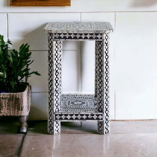Fennick Black & White Mother of Pearl Side Table 40cm