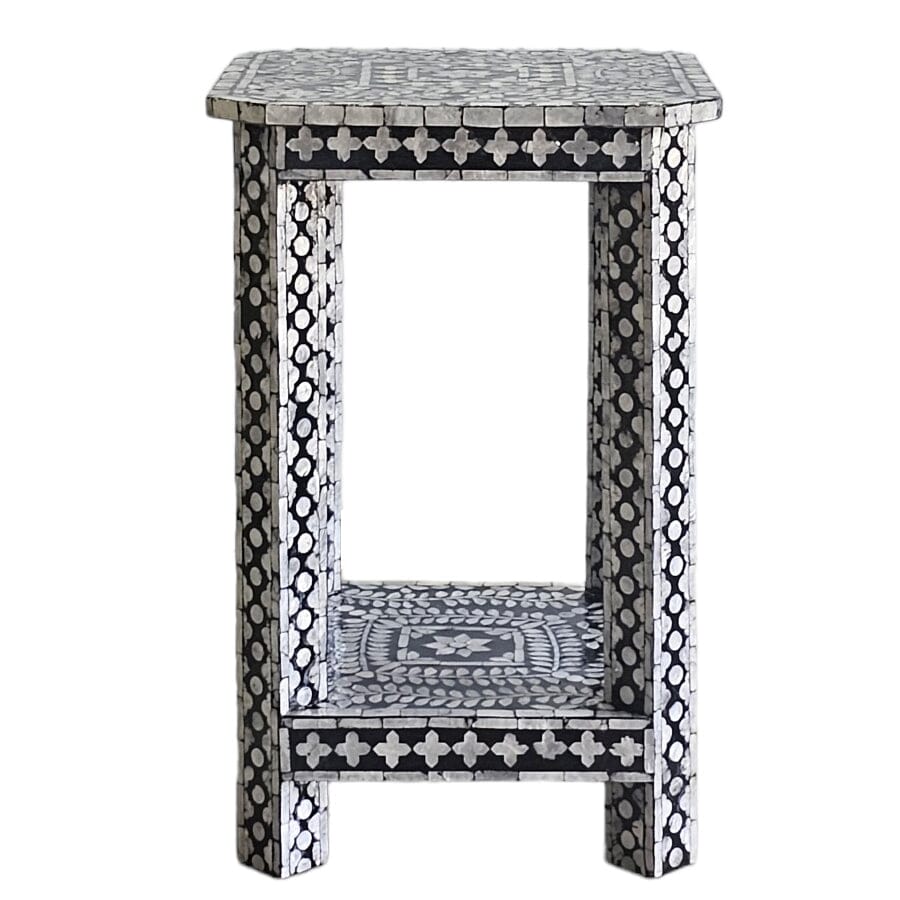 Fennick Black & White Mother of Pearl Side Table 40cm