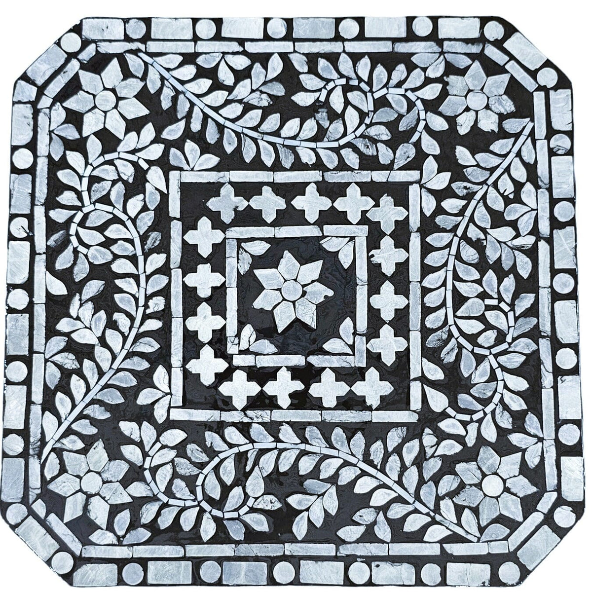 Fennick Black & White Mother of Pearl Side Table 40cm