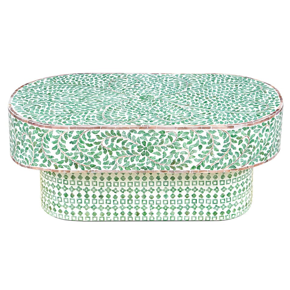 Fernanda Turquoise Shell Inlay Oval Coffee Table 104cm