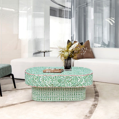 Fernanda Turquoise Shell Inlay Oval Coffee Table 104cm