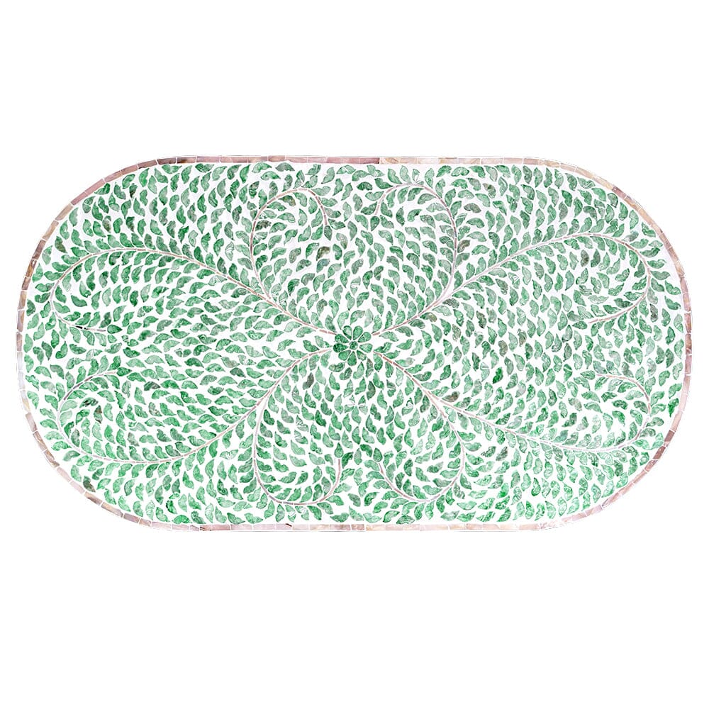 Fernanda Turquoise Shell Inlay Oval Coffee Table 104cm