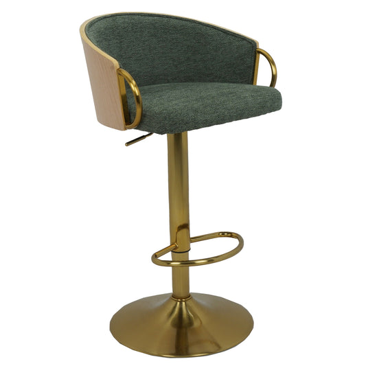 Florentina Green Fabric Adjustable Swivel Bar Stool