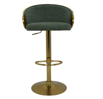 Florentina Green Fabric Adjustable Swivel Bar Stool