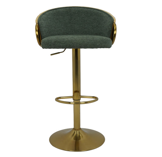 Florentina Green Fabric Adjustable Swivel Bar Stool