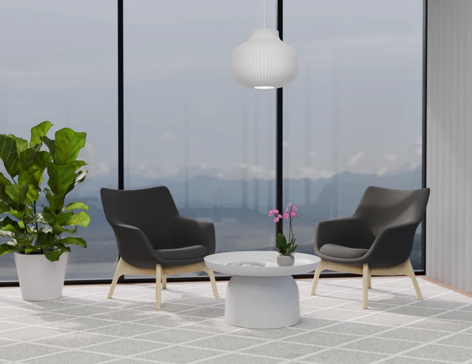 Flow Lounge Chair - Wood Base - Dark Grey